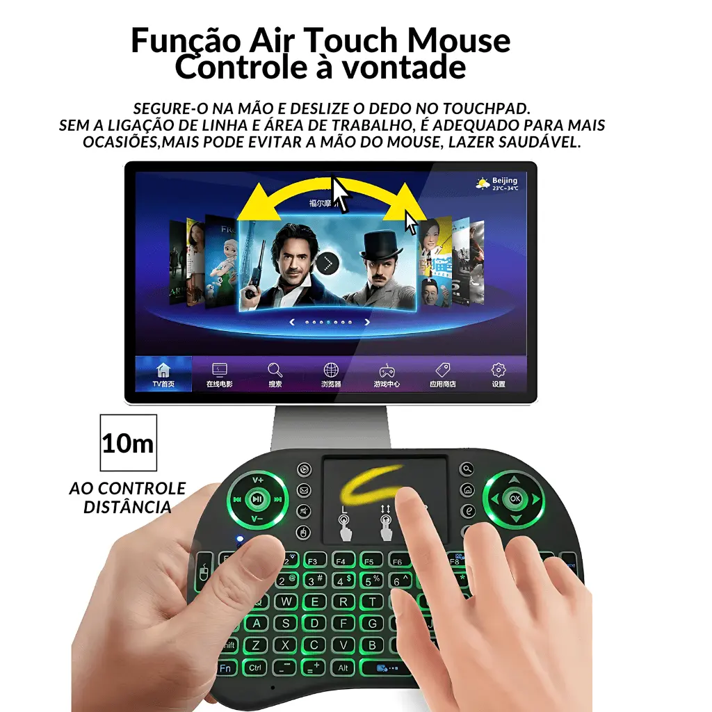 Mini-Teclado-Touchpad-Sem-Fio-10m-distância